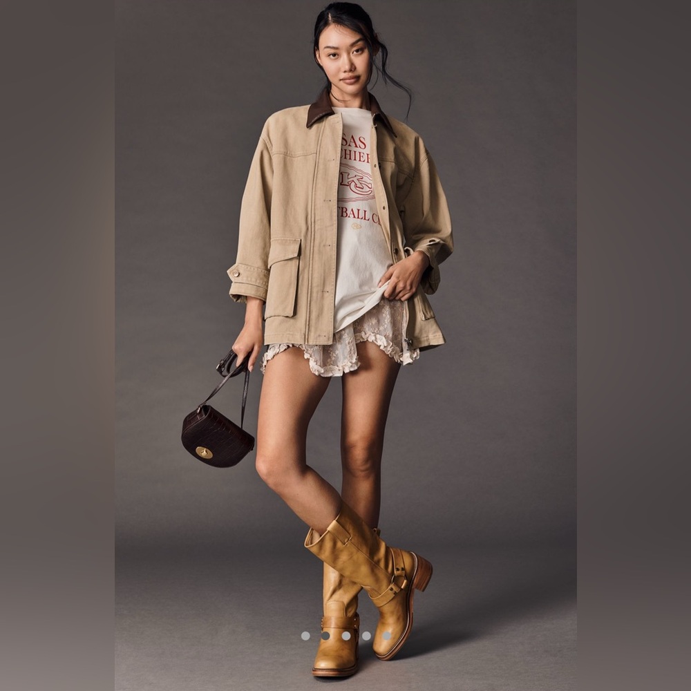 NWT Anthropologie Pilcro Faux-Leather Collar Barn Jacket XL
